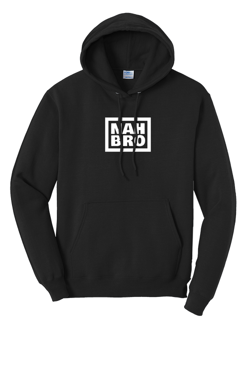 Black NAH BRO hoodie front view